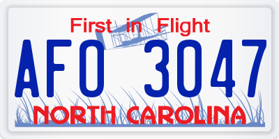 NC license plate AFO3047