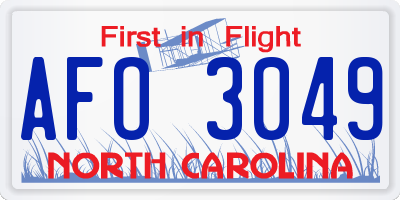 NC license plate AFO3049
