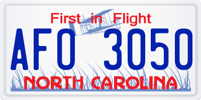 NC license plate AFO3050
