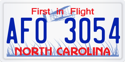 NC license plate AFO3054