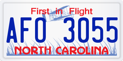 NC license plate AFO3055