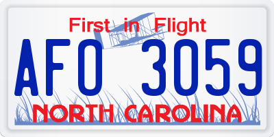 NC license plate AFO3059