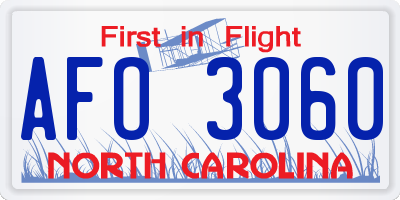 NC license plate AFO3060