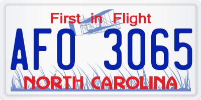 NC license plate AFO3065