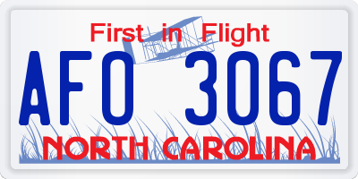 NC license plate AFO3067