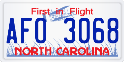 NC license plate AFO3068