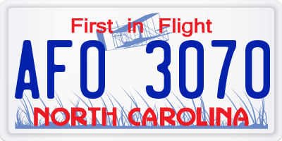 NC license plate AFO3070