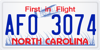 NC license plate AFO3074