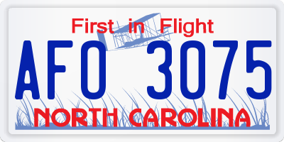 NC license plate AFO3075