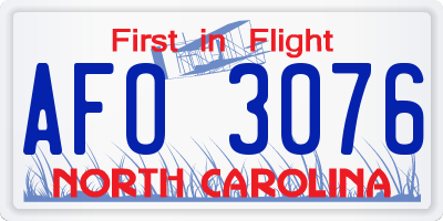 NC license plate AFO3076