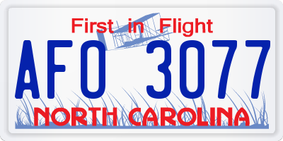 NC license plate AFO3077