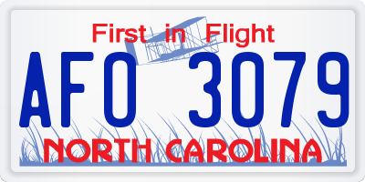 NC license plate AFO3079
