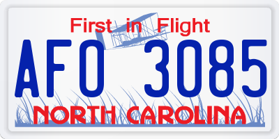 NC license plate AFO3085