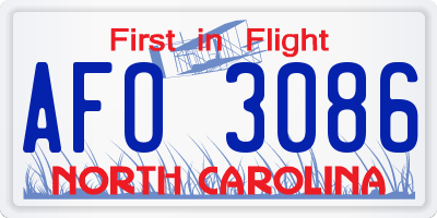 NC license plate AFO3086