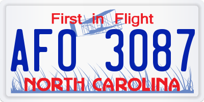 NC license plate AFO3087