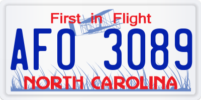 NC license plate AFO3089