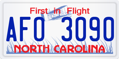 NC license plate AFO3090