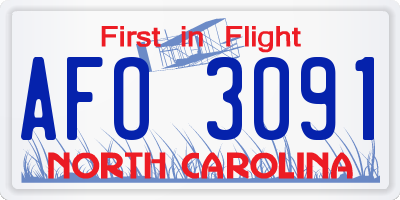 NC license plate AFO3091