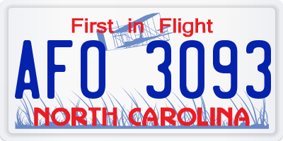 NC license plate AFO3093