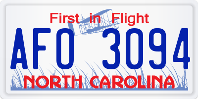 NC license plate AFO3094