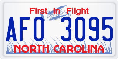 NC license plate AFO3095