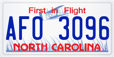 NC license plate AFO3096