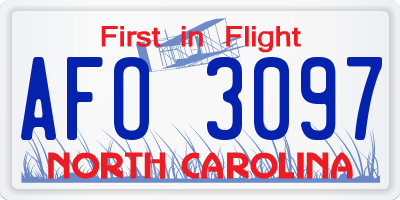 NC license plate AFO3097