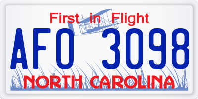 NC license plate AFO3098