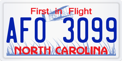 NC license plate AFO3099