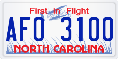 NC license plate AFO3100