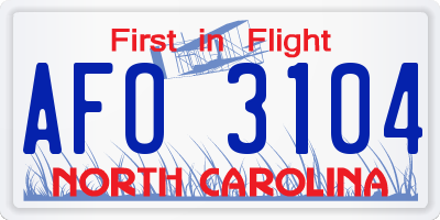 NC license plate AFO3104