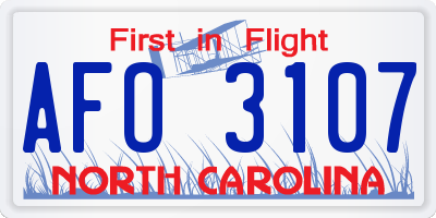 NC license plate AFO3107