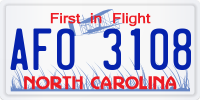 NC license plate AFO3108