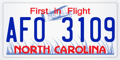 NC license plate AFO3109