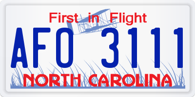 NC license plate AFO3111