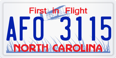 NC license plate AFO3115
