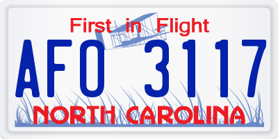 NC license plate AFO3117