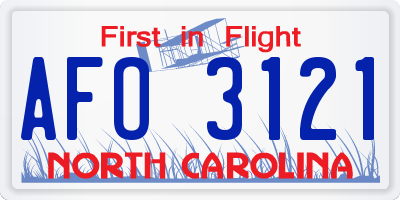 NC license plate AFO3121