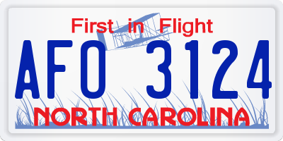 NC license plate AFO3124