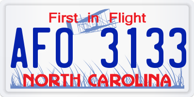 NC license plate AFO3133