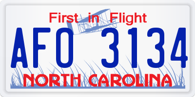 NC license plate AFO3134