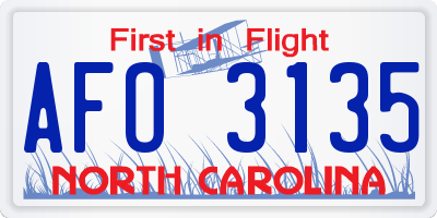 NC license plate AFO3135