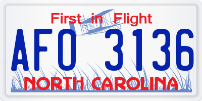 NC license plate AFO3136