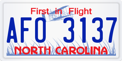 NC license plate AFO3137
