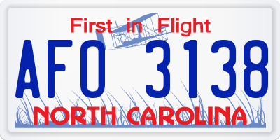 NC license plate AFO3138
