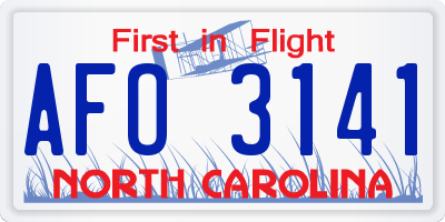 NC license plate AFO3141