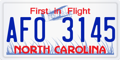 NC license plate AFO3145