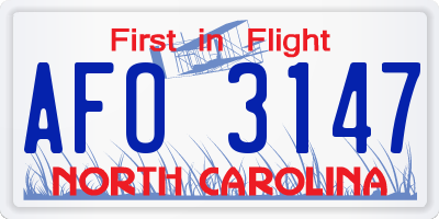 NC license plate AFO3147