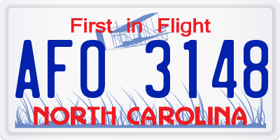 NC license plate AFO3148