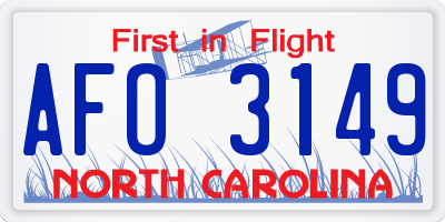 NC license plate AFO3149